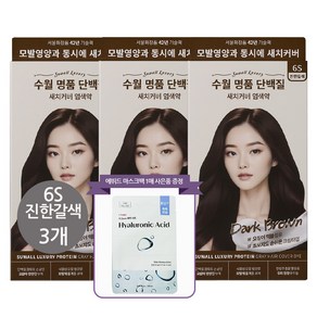 수월 명품 단백질 새치커버 염색약 에뛰드 마스크팩 사은품증정, 3개, 6S