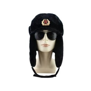 귀도리 군밤 장수 모자 소련 군사 배지 러시아 Ushanka 폭격기 파일럿 가짜 토끼