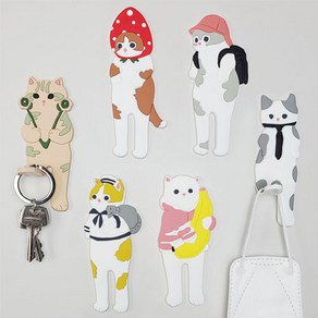 [세트] 고양이 자석 후크 현관 마스크 키 다용도 걸이 3P/6P, 1개, B 세트