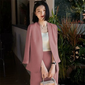 해피유통 여성용 봄가을 기질 캐주얼 통근 정장 스커트 세트 CLY