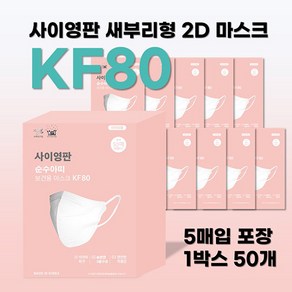 사회적기업 사이영판 새부리형 2D 마스크 KF80 대형 (1박스 50매 5매씩 포장), 1박스, 검정색