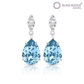 BLING BIJOUX Jewely Elegant Pea Shaped Dop Eaings Cystal fom Swaovski in 925 Steling Silve