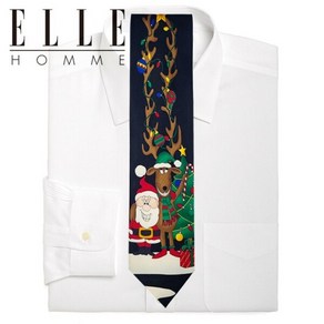 [ELLE HOMME] 엘르옴므 실크 크리스마스 넥타이 스마일 블랙 9cm