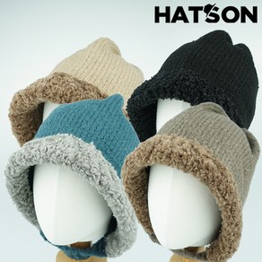 [햇츠온]H1-4406 HatsON 브랜드 여성 벙거지 햇 털 모자 보넷 보닛 귀달이 양털 뽀글이 부클 겨울 방한 AA