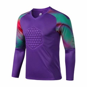 남자 골키퍼 땀복 세트 Longsleeve 보호 축구복 어두운 블루 그린 보라색 문지기 셔츠 바지, [06] 3XL, [08] puple shit, 1개