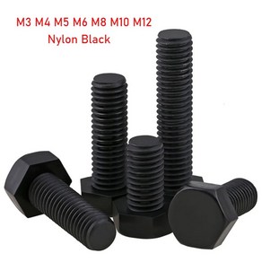 나일론 블랙 외부 육각 헤드 나사 플라스틱 절연 볼트 M3 M4 M5 M6 M8 M10 M12, M12-2pcs, 20mm, 2개