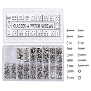 1000Pcs 스테인레스 스틸 안경 시계 수리 나사 교체 키트 세트 작은 나사 너트 구색 수리 도구 키트 세트