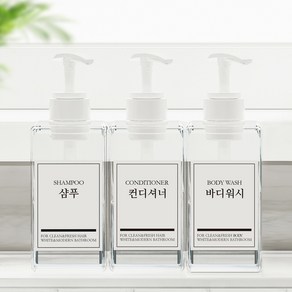 모든집 호텔 욕실 디스펜서 샴푸통 500ml+방수라벨 3구 세트