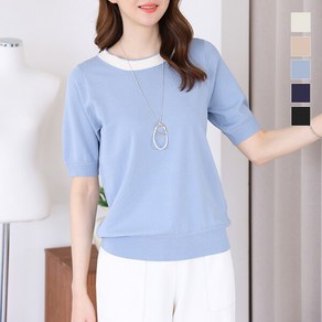 [데드라] (~100size)뉴저지배색반팔니트 KNC3001_DC