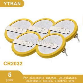 납땜 발 용접 배터리 코인 RC 키용 리튬 이온 단추 셀 CR2032 탭 210mAh 3V 로트당 5 개, 5개