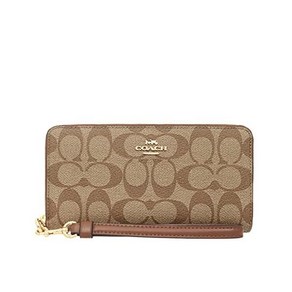 Coach 코치 지갑 롱 FC4452 C4452 시그니처 지퍼 어라운드 스트랩 여성 데일리 고급