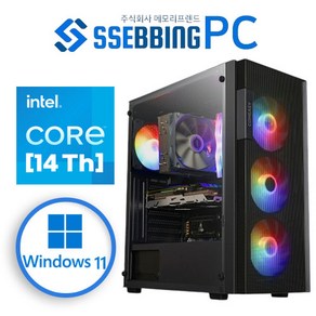 쌔삥PC 윈도우포함 DDR5 I5-14400F RTX4060 인텔 14세대 컴퓨터 모음 로스트아크 배그 디아4 게이밍본체, RAM 32G로 변경, SS23 (I5-14600KF+RTX4070S)