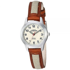 Timex 익스페디션 필드 미니 여성용 손목시계 블랙/브라운 나일론/가죽 스트랩 T41181