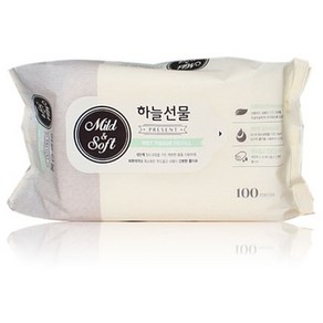 하늘선물 물티슈 100매 리필형 캡형 가정용 업소용 대용량 아기물티슈 (1박스 24개), 24개, 100개입