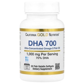 Califonia Gold Nutition DHA 700 피쉬 오일 제약 등급 1000mg 피쉬 젤라틴 소프트젤 30정, Califonia Gold Nutition D..., 1개