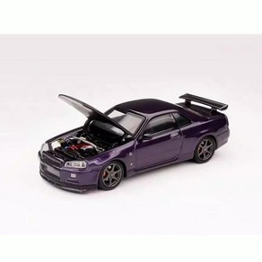 모터헬릭스 1:64 닛산 스카이라인 GT-R R34 V-Spec II 미드나잇 퍼플 (후드 오픈)