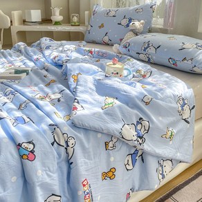 다나에 산리오 공식 라이센스 러블리 포차코 봄가을 여름 사계절용 양면 캐릭터 차렵 이불 단품