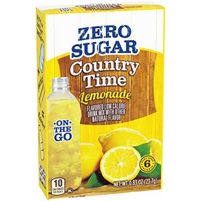 Country Time Lemonade Zero Sugar On The Go 6 Sachet Drink Mix 23.7g (Pack of 4) 컨트리 타임 레모네이드 제로 슈거 온