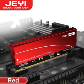 JEYI M.2 NVME SSD - PCIE 4.0 X16 어댑터 알루미늄 냉각 하우징이 장착된 PCIE x16 Gen4 확장 카드, Red, 한개옵션1