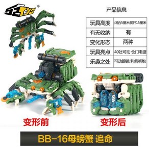 52Toys 비스트박스 메탈크랩 BB-16 BB16 BEASTBOX 완전변형 박스 토이즈 피규어, 단일사이즈, BB-16 그린 크랩, 1개