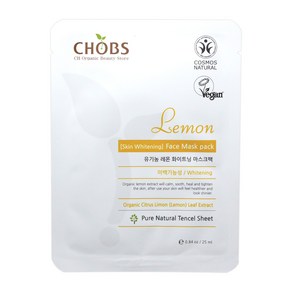 CHOBS(찹스) 유기농 레몬 화이트닝 마스크팩 (미백) 25ml, 1개, 1개입