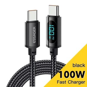 Essage USB C to C 타입 디스플레이 케이블 고속 충전기 샤오미 포코 f3 리얼미 맥북 아이패드용 PD 00W, 2.100W C C Black - 2m, 0 00W C C Black_0 m, 1개