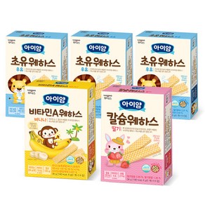 후디스 12개월 아기간식 웨하스 36g 5개 set, 1세트, 우유 3개+딸기 1개+바나나 1개