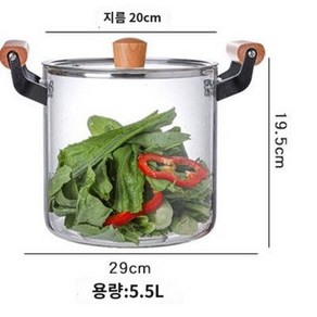 유리냄비 내열 투명 양수냄비 수제비 대용량, 냄비 5.5L, 1개