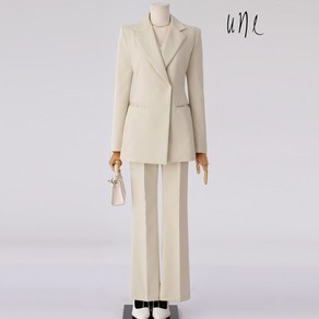 윈(une)[SET]와이드칼라 히든더블자켓+슬랙스SET