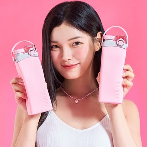 롤리롤 접이식 실리콘 물병, 핑크, 600ml, 1개