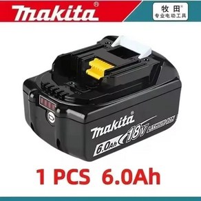 마키타 리튬 이온 배터리 교체 100% 18V 전동 공구 DDF487 DTW190 DTD156 DHP485 호환 BL1860B, 02 Makita -18V 6.0AhX1