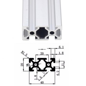 2020 3030 알루미늄 프로파일 100 500 선형 레일 압출 CNC 3D 프린터 부품 mm, 02 2040_02 150mm