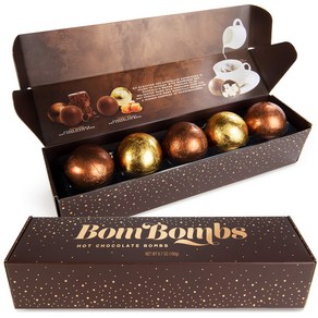 BomBombs Hot Chocolate Bombs Includes Fudge Bow BomBombs 핫 초콜릿 폭탄 마시멜로로 채워진 퍼지 브라우니와 카라멜 캔디 코코아, 1개, 269.89g