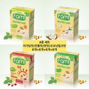 Fami 베트남 파미 두유Vinasoy/4종세트 팟맛+저가당맛+전통+코코넛밀크맛, 1세트, 200ml