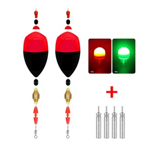 [선경] 바다 전자구멍찌 원터치세트 색상별 2세트 배터리포함 찌낚시채비, 2호 2세트, 레드, 2개