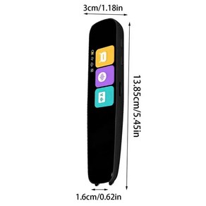 동시통역기 음성번역기 언어 실시간 자동 교실용 펜 휴대용 및 내구성 빠른 스캔 사전 일, 1.Black