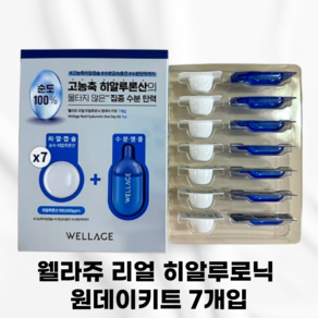 [국내정품] WELLAGE_ 웰라쥬 리얼 히알루로닉 원데이키트 고농축 히알루론산 순도100%히알루론산 수분탄력 스페셜케어 동결건조캡슐공법, 7개