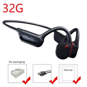 골전도 이어폰 블루투스 무선 IPX8 방수 MP3 플레이어 Hifi 이어 후크 헤드폰 마이크 헤드셋 포함 수영용, 3) X10BlackLED32G