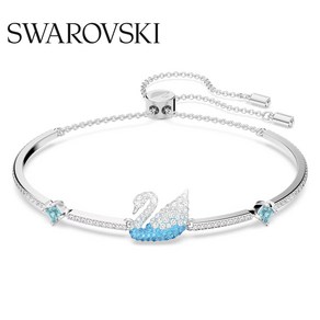 Swarovski 아이코닉 스완 브레이슬릿 스완 블루 로듐 플래팅 브레이슬릿 5549312