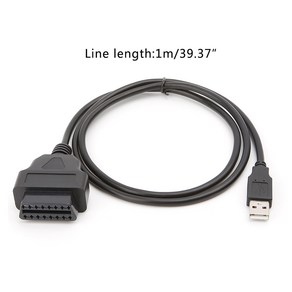 16Pin OBD2와 USB 포트 충전기 어댑터 연결 케이블 커넥터 진단 도구, 블랙이에요., 1개