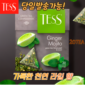 테스 진저 모히또(천연 라임 함유) 과일 허브티 삼각티백 TESS GINGER MOJITO 20TEA, 1개, 20개입, 36g