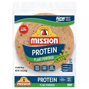 미션 비건 프로틴 또띠아 Mission Vegan Potein Plant Poweed Totillas - 9oz/6ct, 6개, 255g