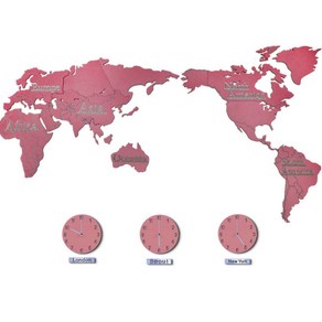 공감미엘 무소음 세계지도 인테리어 벽시계, 핑크