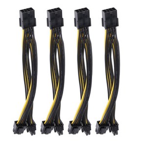 4개 8핀 PCI Expess - 듀얼 PCIE 6+2핀 PCI-E 전원 케이블 18AWG 채굴용 GPU 전원 공급 장치 분리 보드용, Yellow black 20cm, 1개