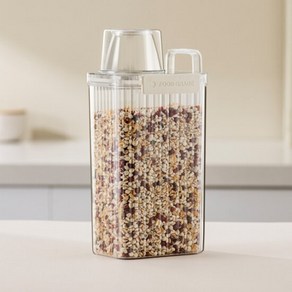 사각 락 잡곡통 1.8L 시리얼통 디스펜서 쌀통 잡곡 쌀 보관통, 1개
