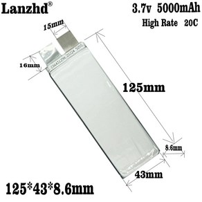 폴리머 DIY 배터리 팩 이온 셀 전기 자전거 자동차 점화기 용접기 5000mAh 3.7V 20C 12V 24V 36V 1-10개, [01] 3.7 볼트, [01] 1 PCS 8643125, 1개, 1개입