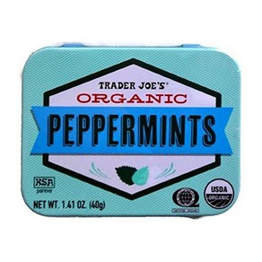 트레이더조 유기농 페퍼민트 캔디 40g Tade Joes oganic pastilles peppemints 1.41 oz, 1개