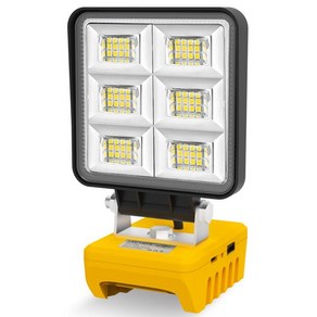 베이스 LED 조절식 5200LM 충전식 없음 작업등 휴대용 작업등 배터리 LED 라이트 무선 48W 플러드 디월트용, 한개옵션1, 1) 48W Without battey