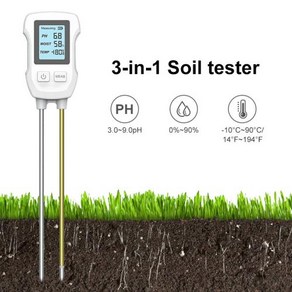 토양 수분 측정기 PH 화분 테스터 LCD 스크린 온도계 온도 습도 계량기 꽃 식물 심기 3 in 1