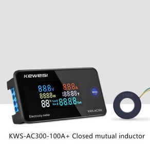 KWS-AC300 전압 테스터 전압계 AC 50-300V 전력 에너지 미터 LED 전력계 리셋 기능 0-100A 40% 오프, CHINA, AC300-100A OFF, 1개